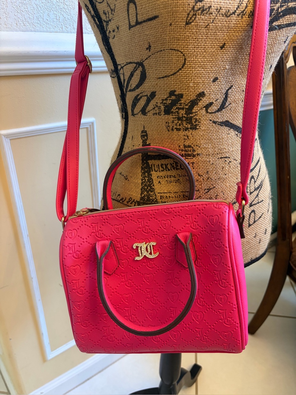 Juicy Couture Hot Pink Women's Crossbody Satchel — Gold Accent